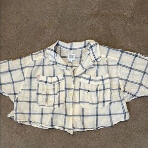 BDG Blue and Cream Plaid Crop Top for Urban Outfitters